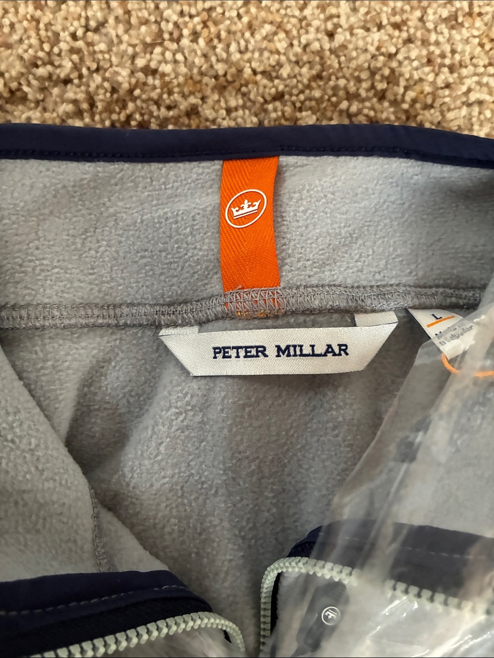 Peter Millar Lt Gray Fleece Jacket with Orange Texas Longhorn’s Embroidered Logo - Picture 4 of 4